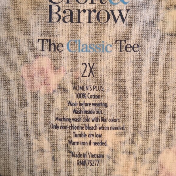 Croft & Barrow Women’s Plus Long Sleeve Tee, Navy Floral, 2X, Never Worn - Picture 8 of 8